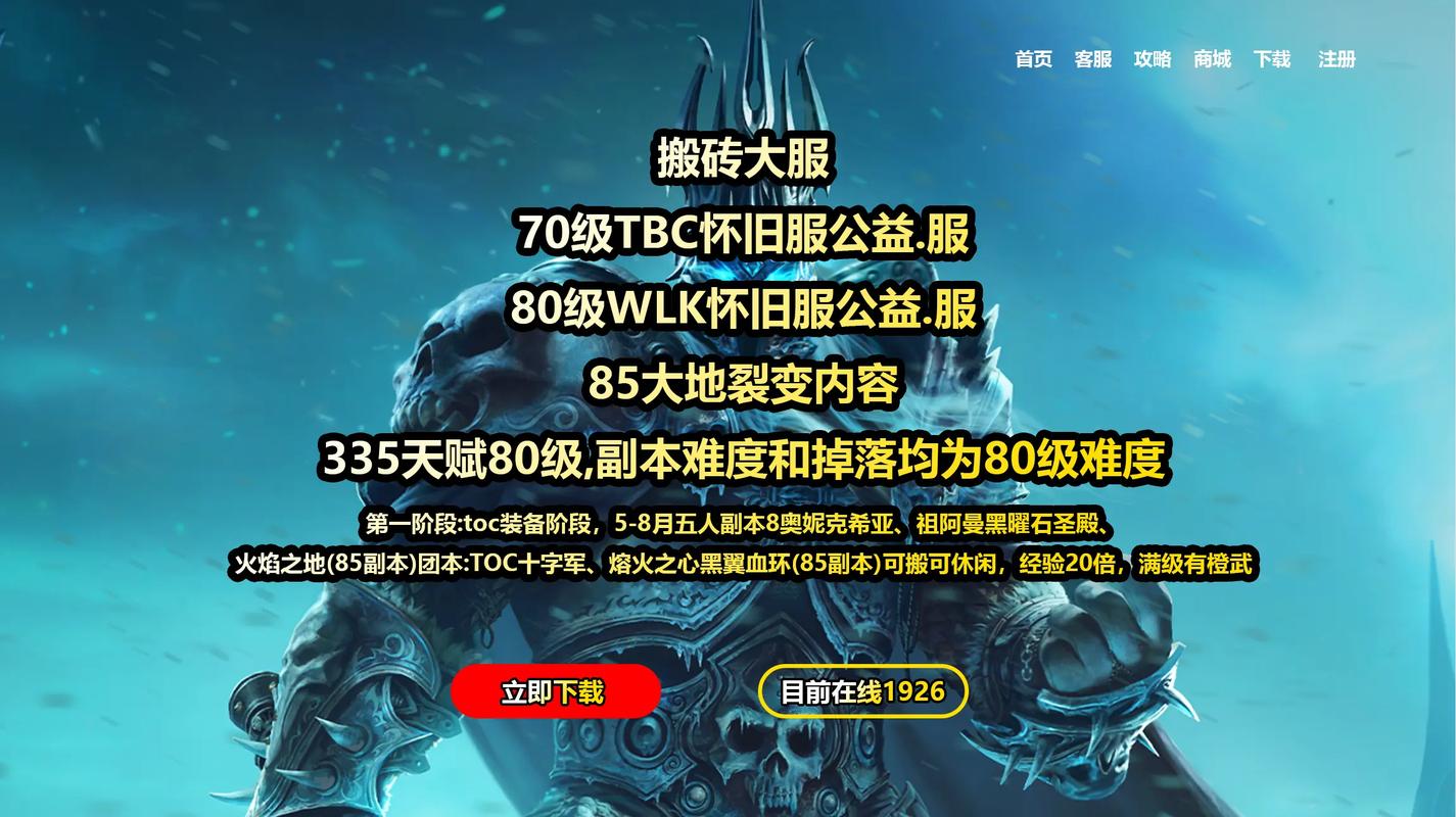 全球WOW80级公益服排名概览